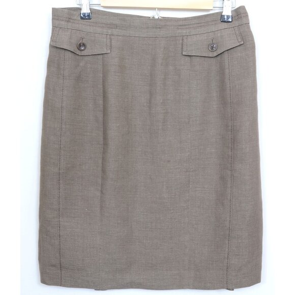 Ann Taylor Fine Italian Fabric LINEN Short Pencil Skirt Office Career Size 10 - Picture 1 of 7